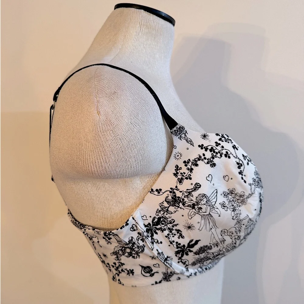 Victoria’s Secret Biofit Demi Uplift White Black Floral Fairy Peacock 38DD NWOT_2